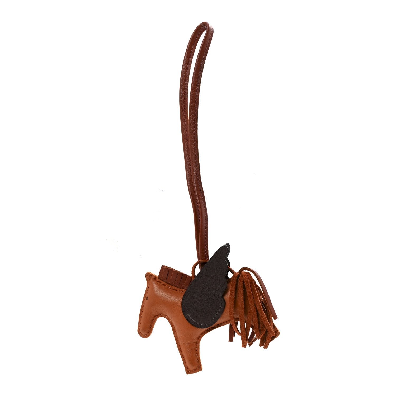 Hermes Milo Lambskin Grigri Rodeo Pegase Horse Bag Charm PM Pain D'epice Sienne Moka