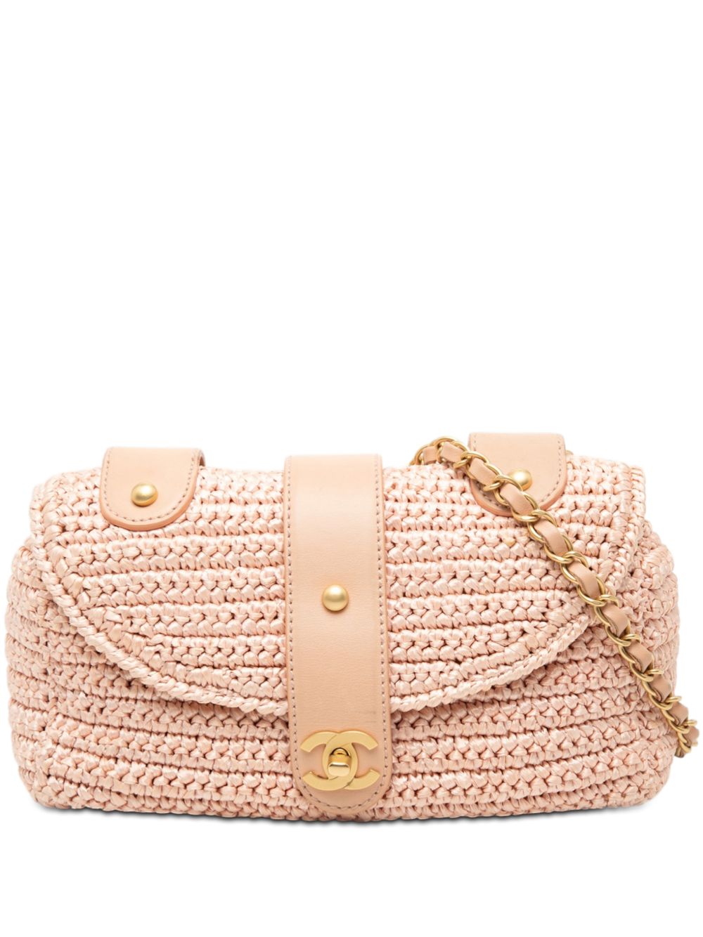2005-2006 CC Woven Raffia Flap crossbody bag
