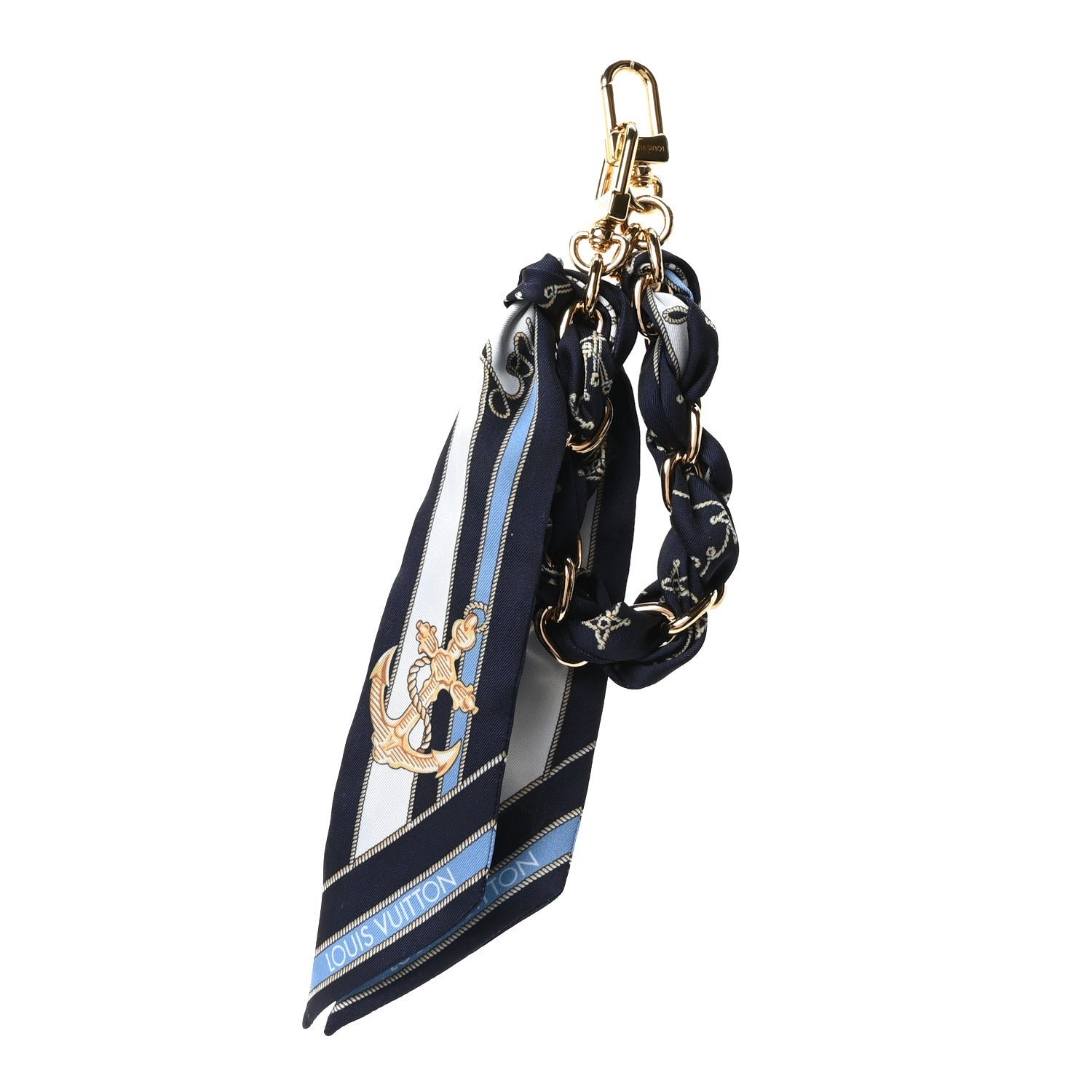 Louis Vuitton Metal Polyester Naturical Braided Scarf Chain Foulard Bag Charm