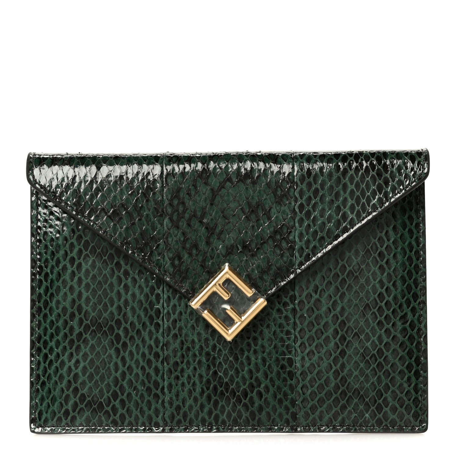 Fendi Snakeskin F is Fendi Medium Flat Envelope Pouch Ramarro