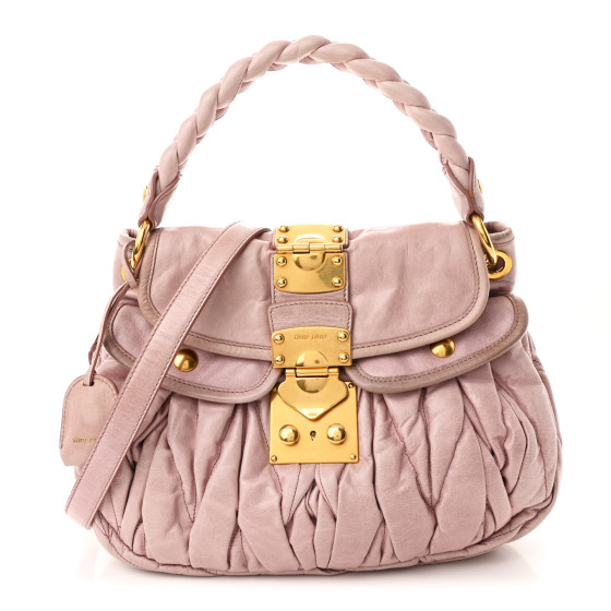 Miu Miu Nappa Matelasse Top Handle Tote Mughetto