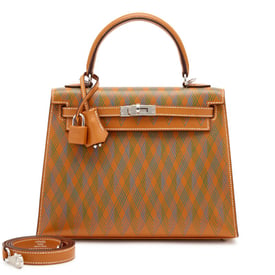 Hermes Limited Edition Naturel Sable Butler Sellier Losanges Kelly 25 Palladium Hardware, 2023