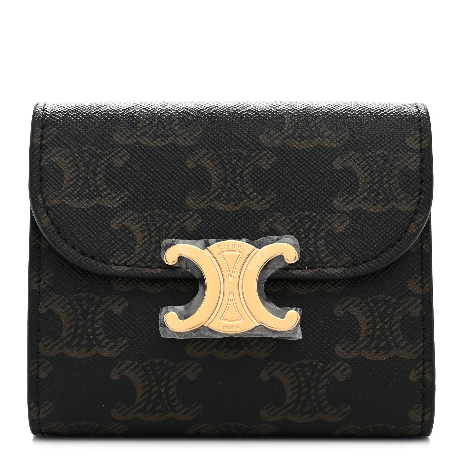 Celine Triomphe Canvas Small Triomphe Wallet Tan