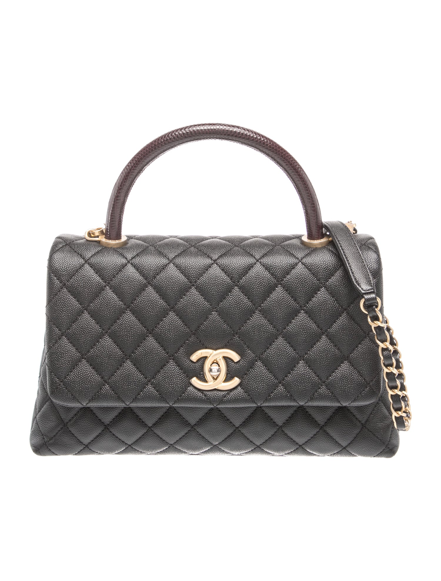 Small Lizard-Trimmed Coco Handle Bag