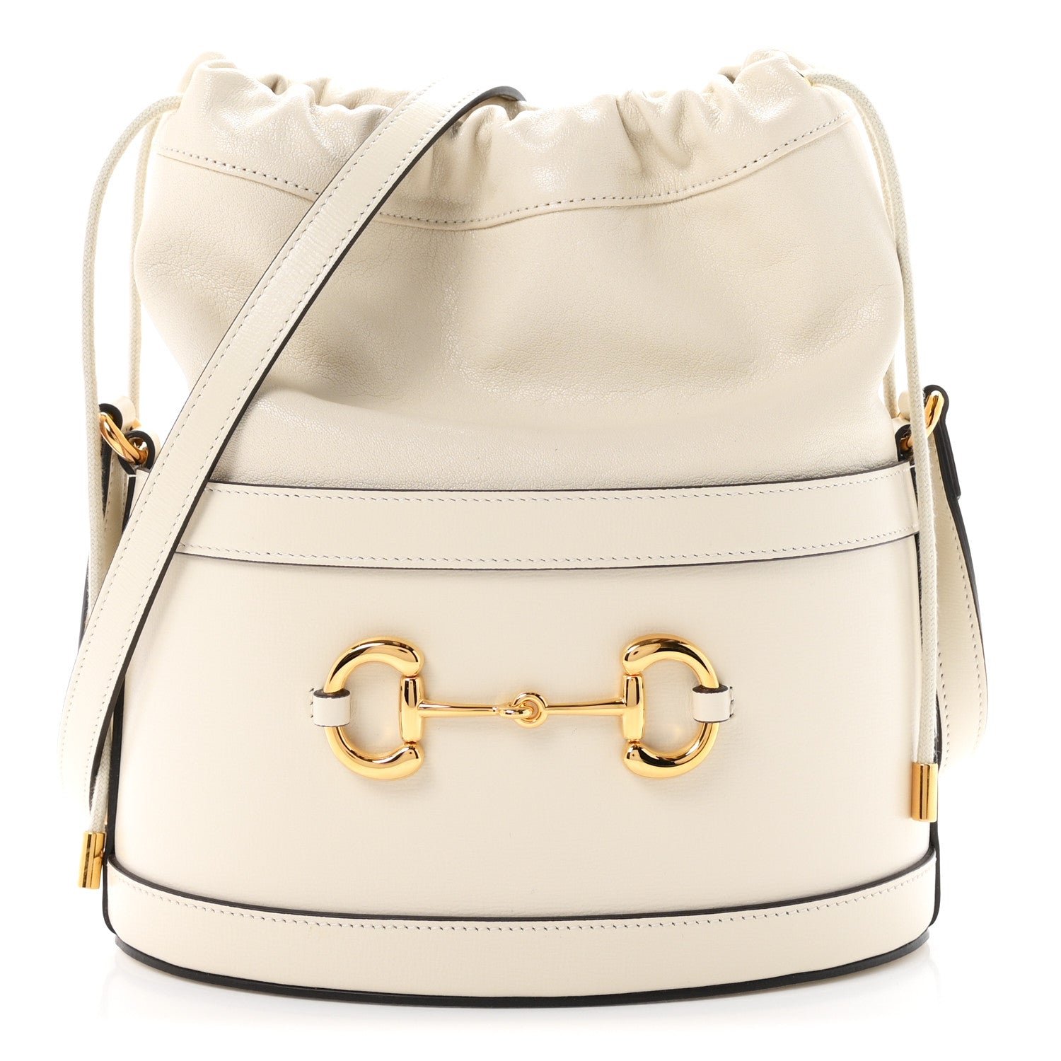 Gucci Azalea Sakai Calfskin Horsebit 1955 Drawstring Bucket Bag Mystic White