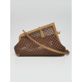 Fendi Brown Perforated Suede/Patent Leather Small First Bag 8BP129