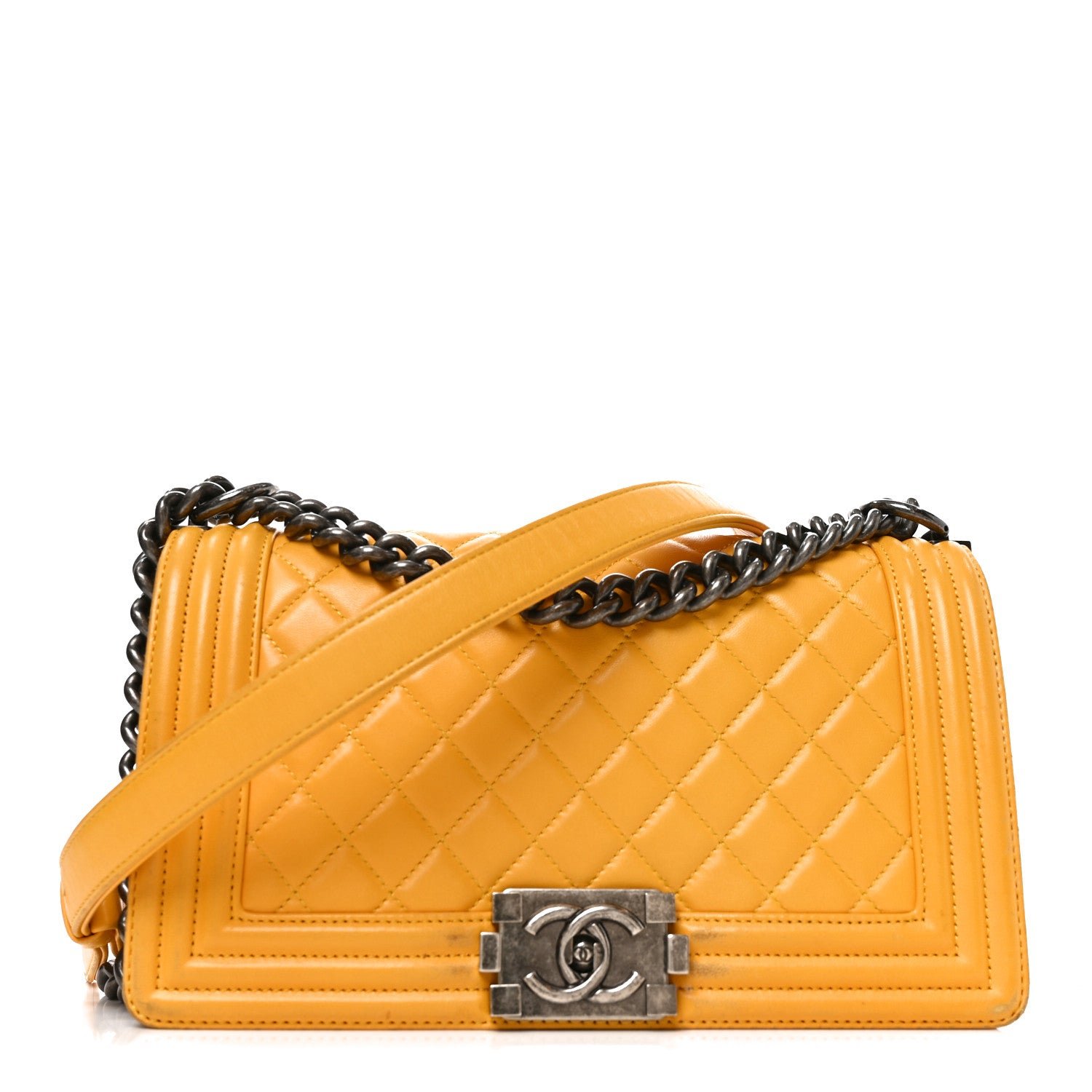 Chanel Lambskin Quilted Medium Boy Flap Yellow