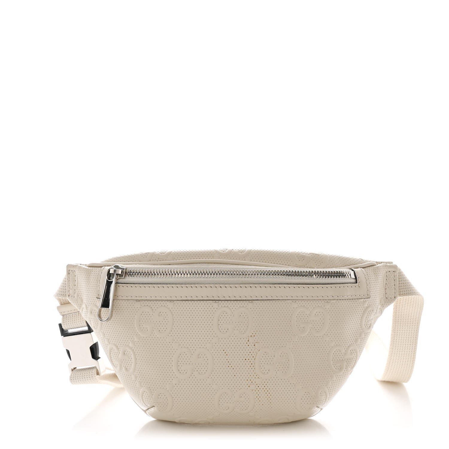 Gucci Calfskin GG Tennis Embossed Belt Bag Mystic White