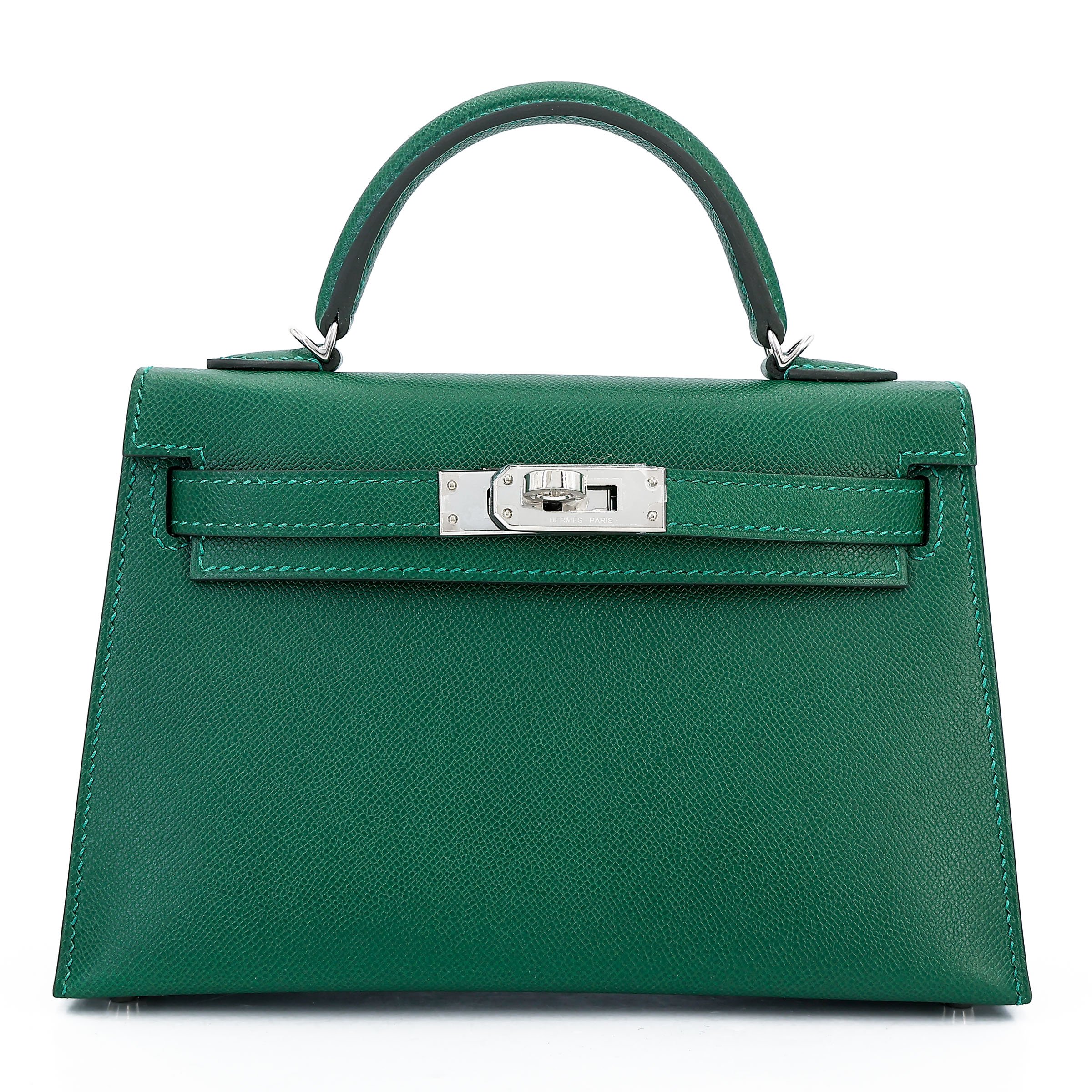 Brand New ( Rank N ) HERMÈS Mini Kelly II Vert Moyen (65) Madame Palladium hardware W (2024)