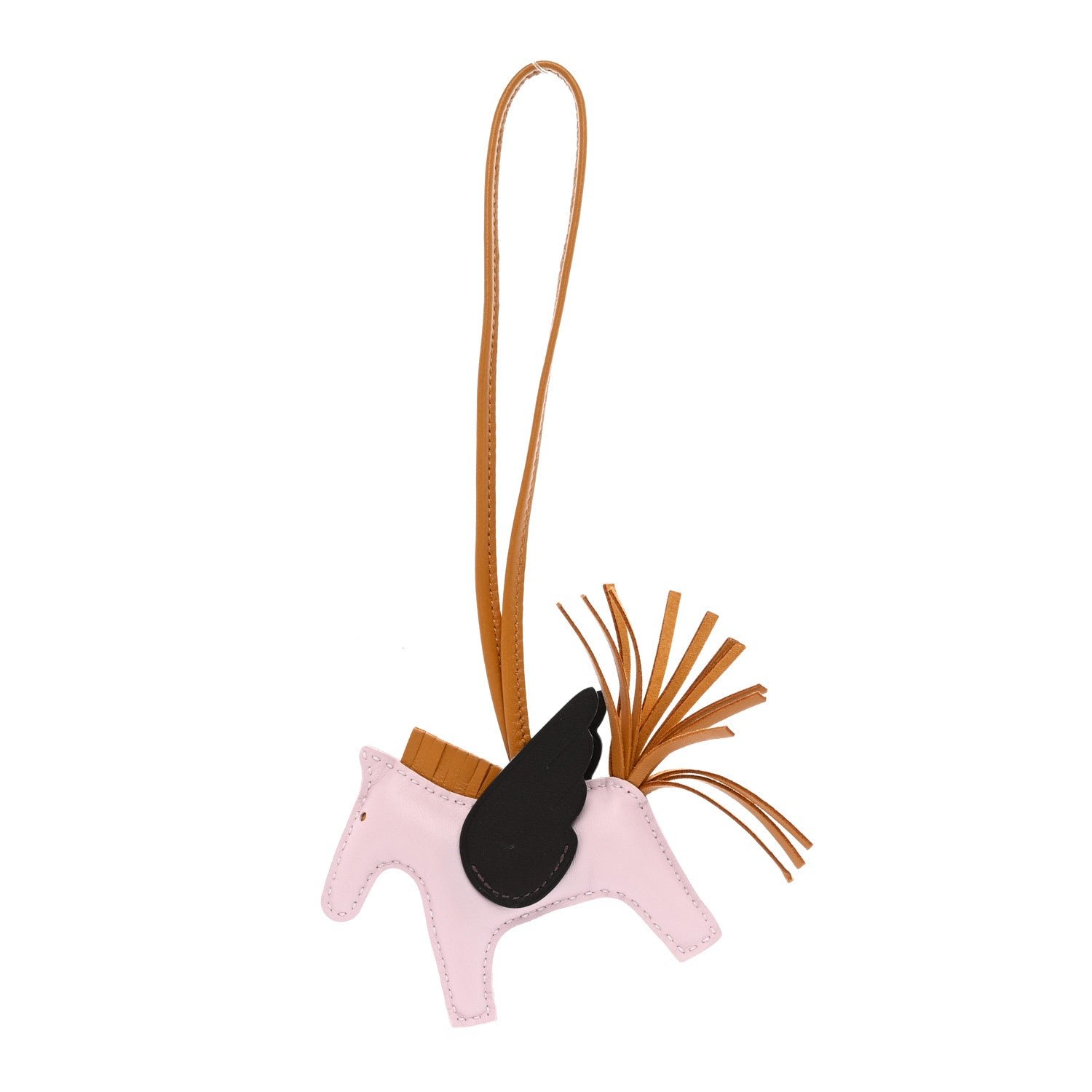 Hermes Milo Lambskin Grigri Rodeo Pegase Horse Bag Charm PM Mauve Pale Sesame Ebene