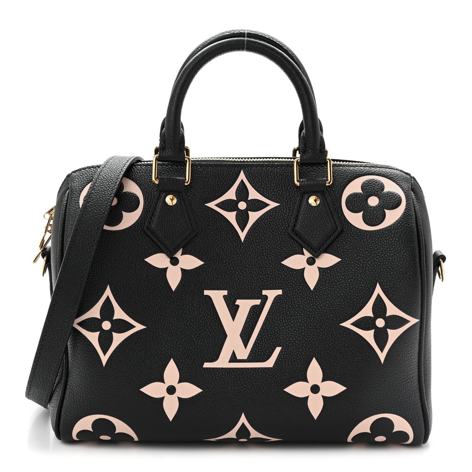 Louis Vuitton Empreinte Monogram Giant Speedy Bandouliere 25 Black Beige