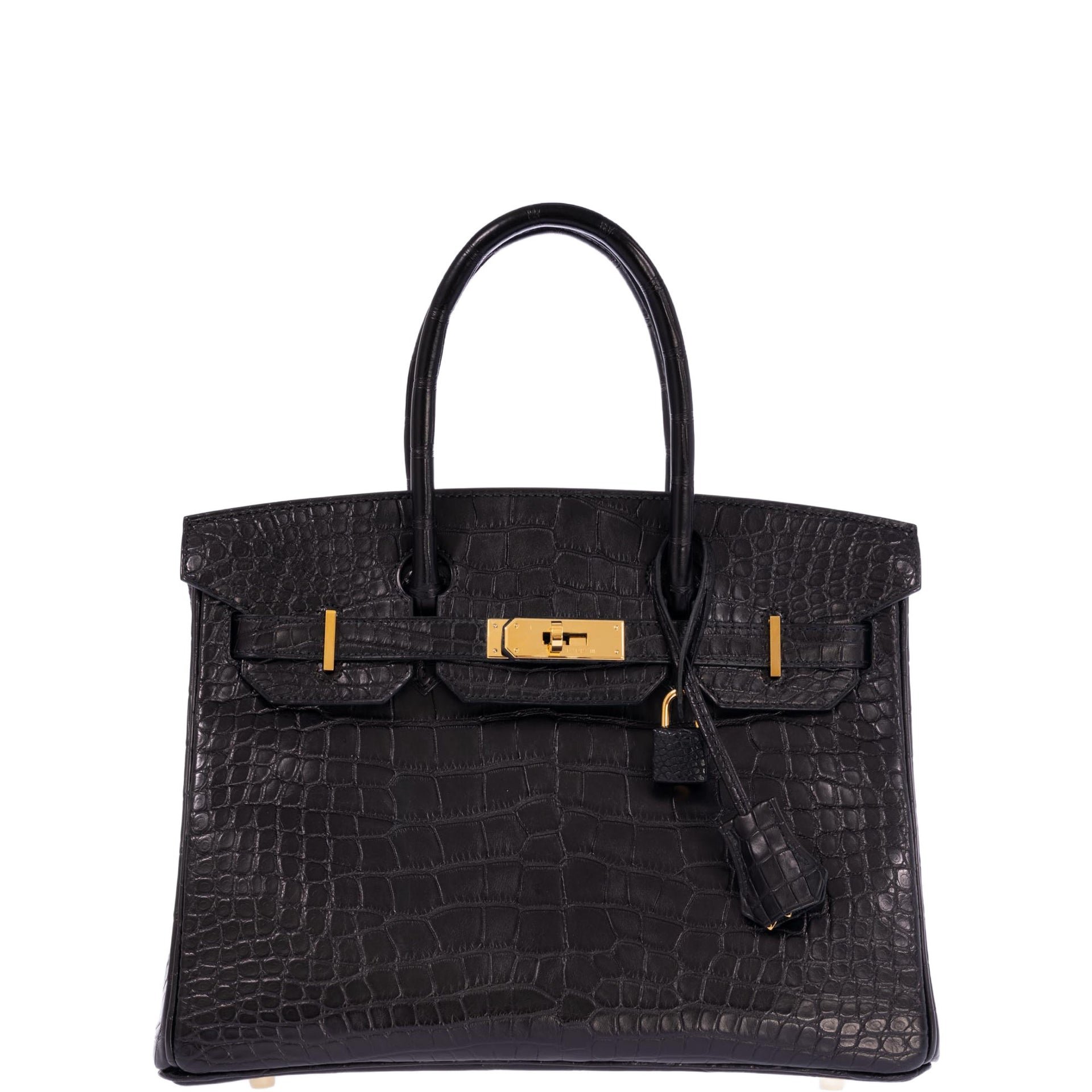 Hermes Hermès Birkin 30 Black Matte Alligator Gold Hardware