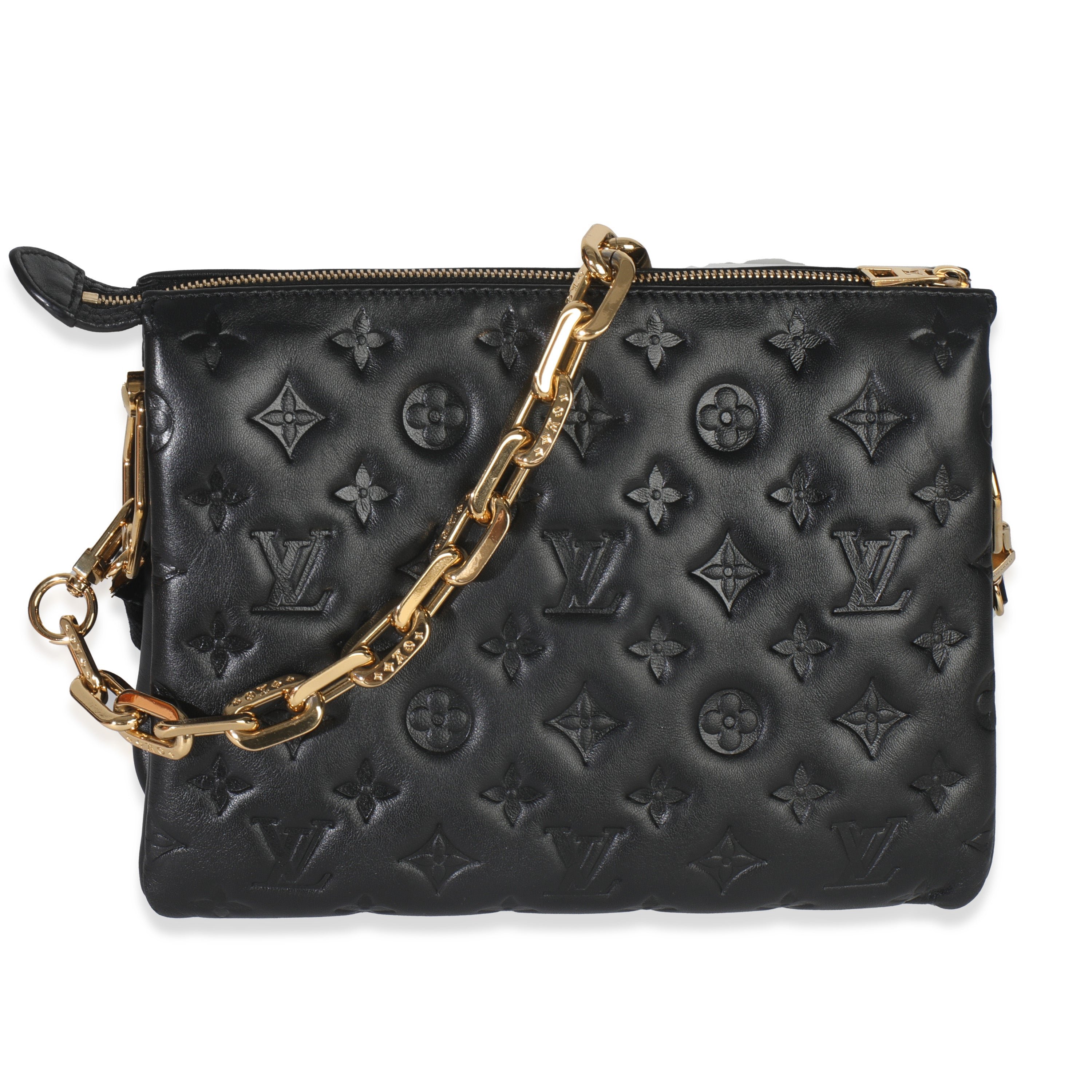 Louis Vuitton Black Monogram Embossed Lambskin Coussin PM