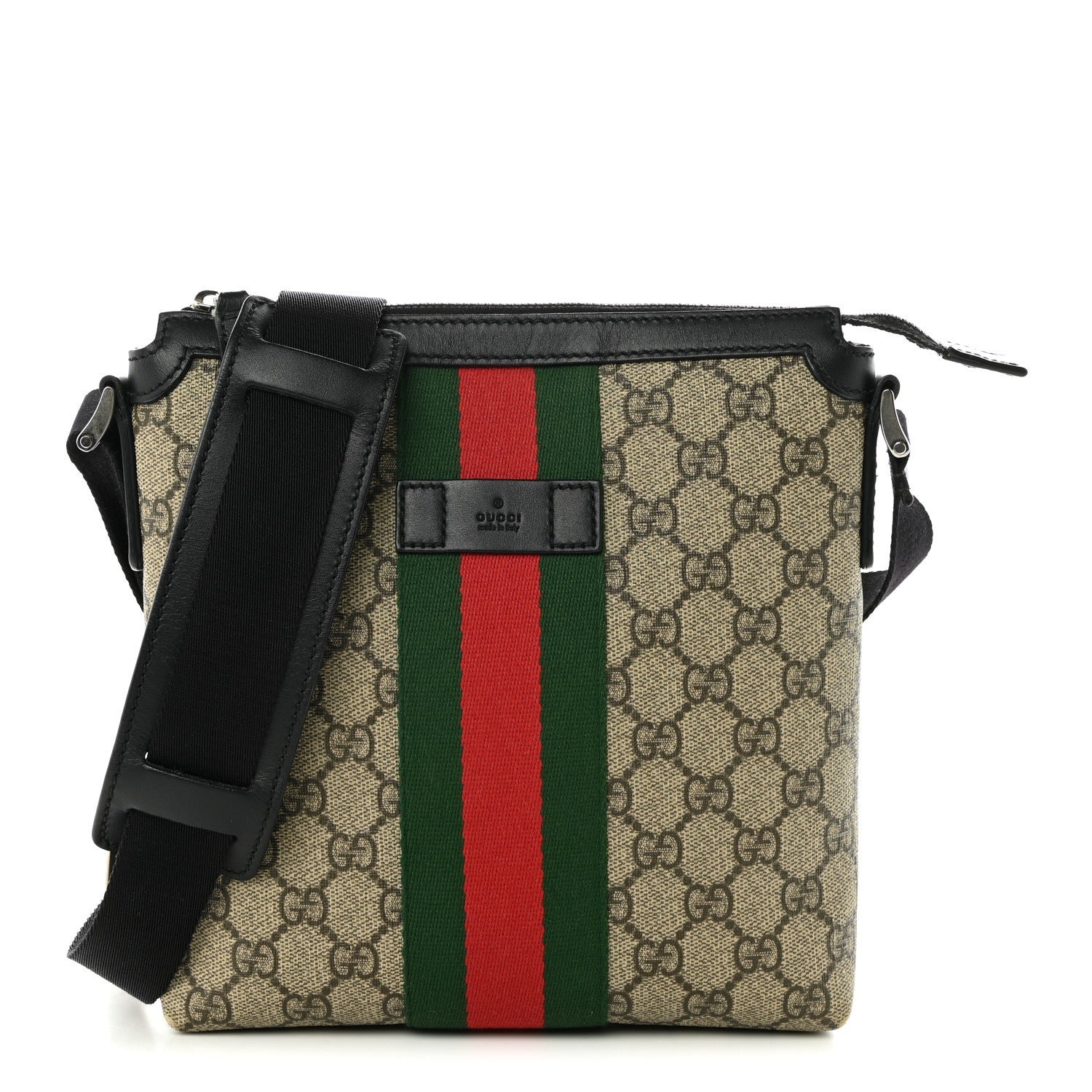 Gucci GG Supreme Monogram Web Messenger Bag Black