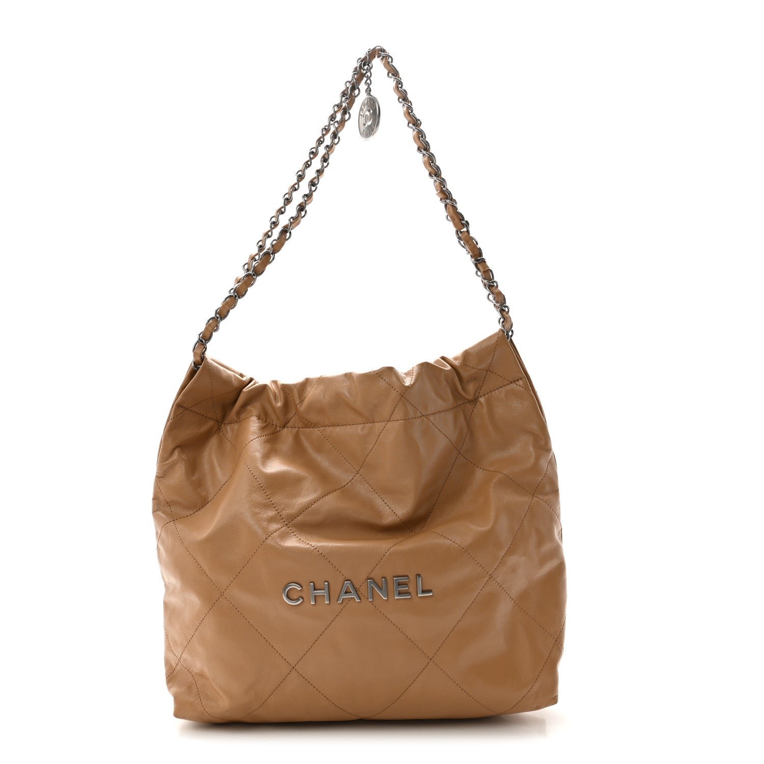 Chanel Shiny Calfskin Quilted Small Chanel 22 Beige