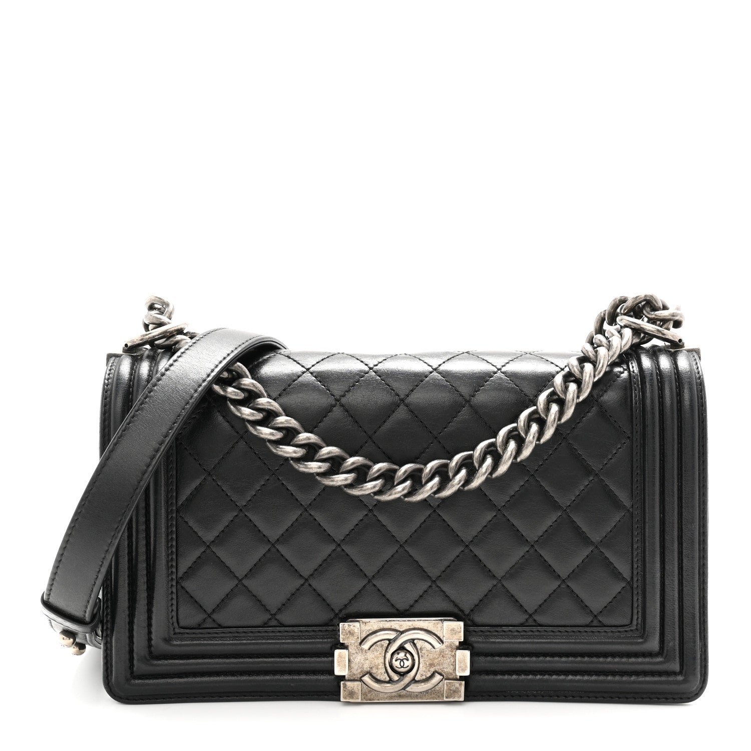 Chanel Lambskin Quilted Medium Boy Flap Black