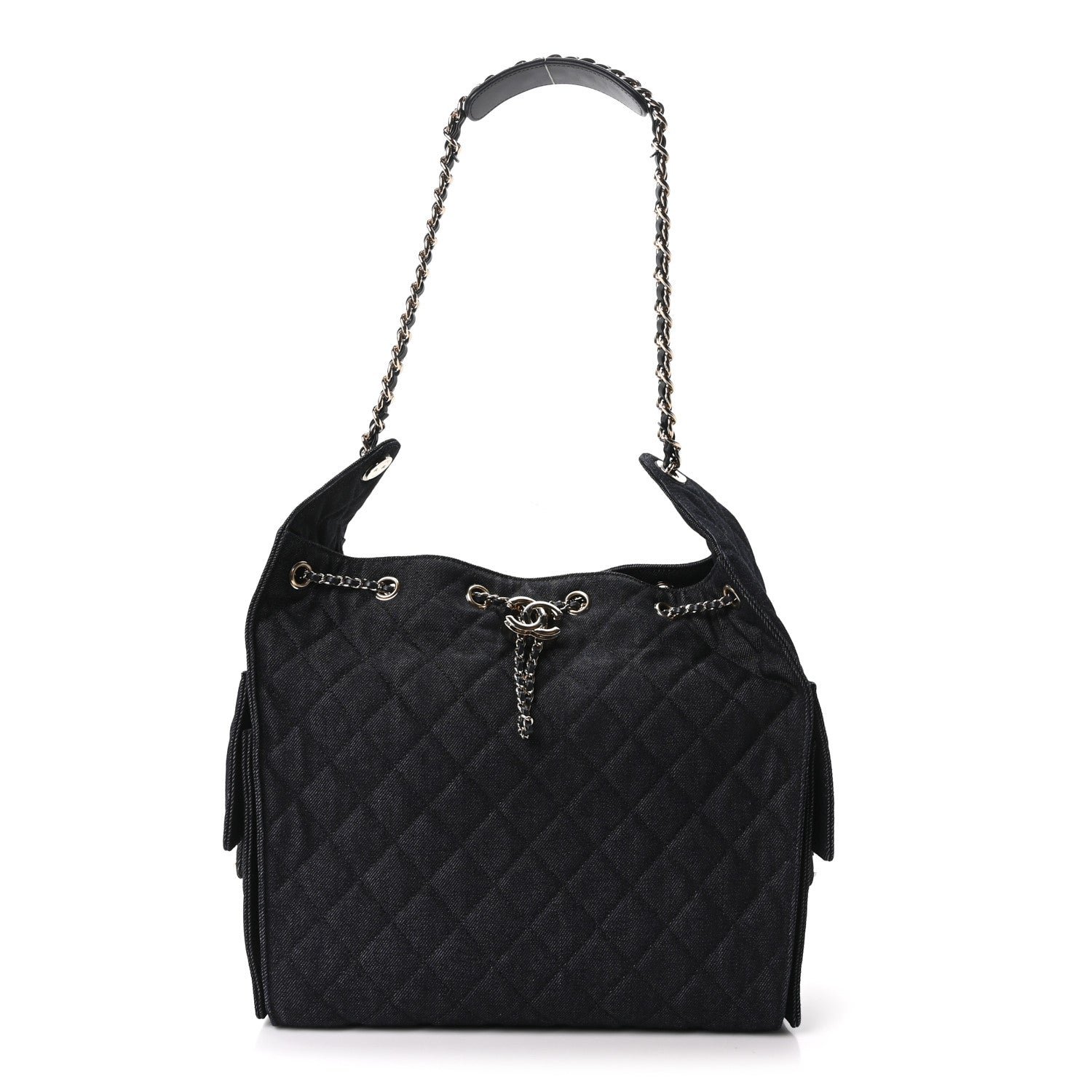 Chanel Denim Quilted Medium Chanel 25 Handbag Dark Blue