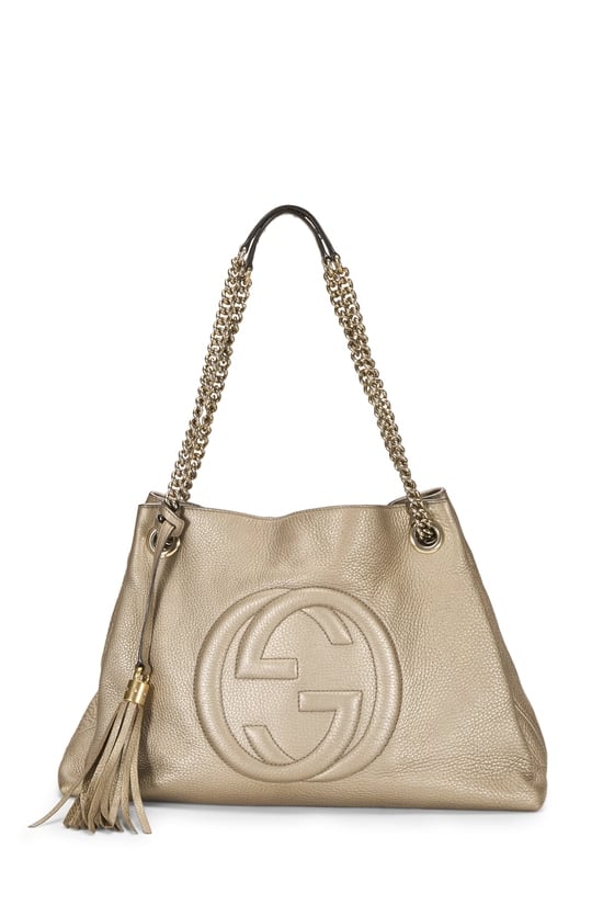 Gold Metallic Leather Soho Chain Tote