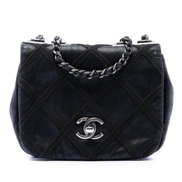 Calf Leather Mini CC Iridescent Calfskin Diamond Stitch Flap