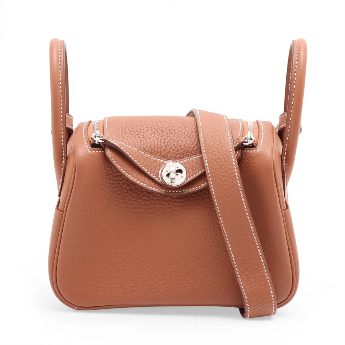 Hermès Lindy mini 20 Taurillon Clemence Gold Silver Metal Fittings