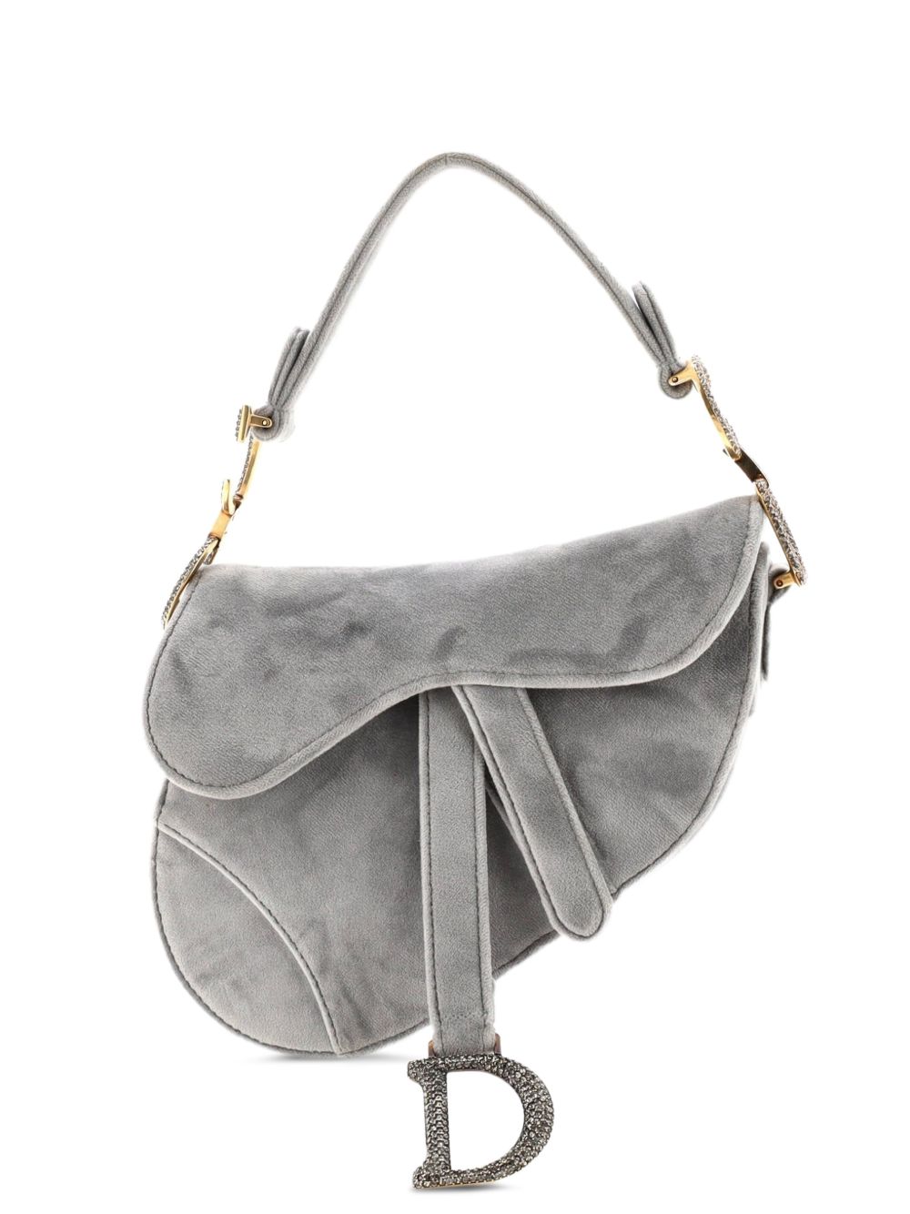 Saddle Handbag Velvet with Crystals Mini shoulder bag