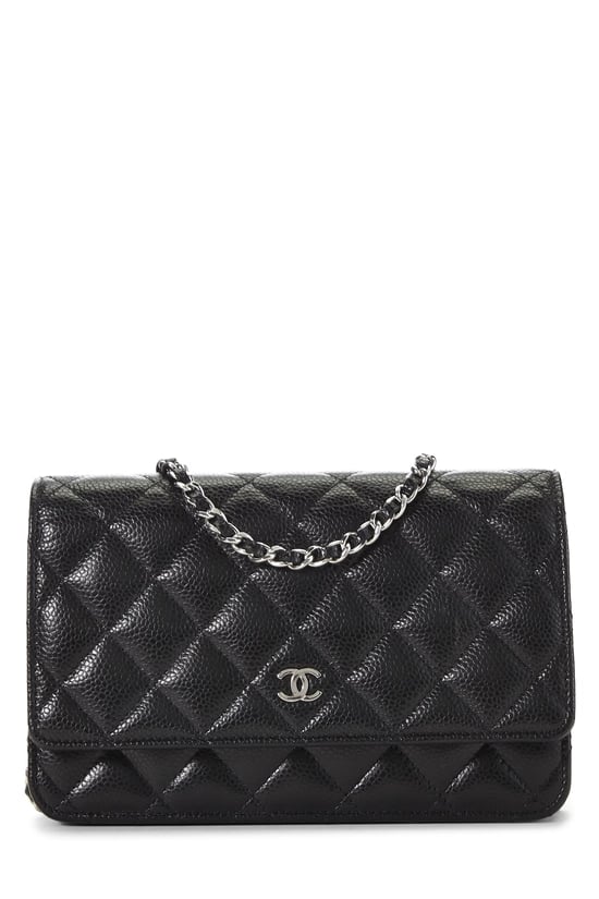 Black Quilted Caviar Classic Wallet on Chain (WOC)