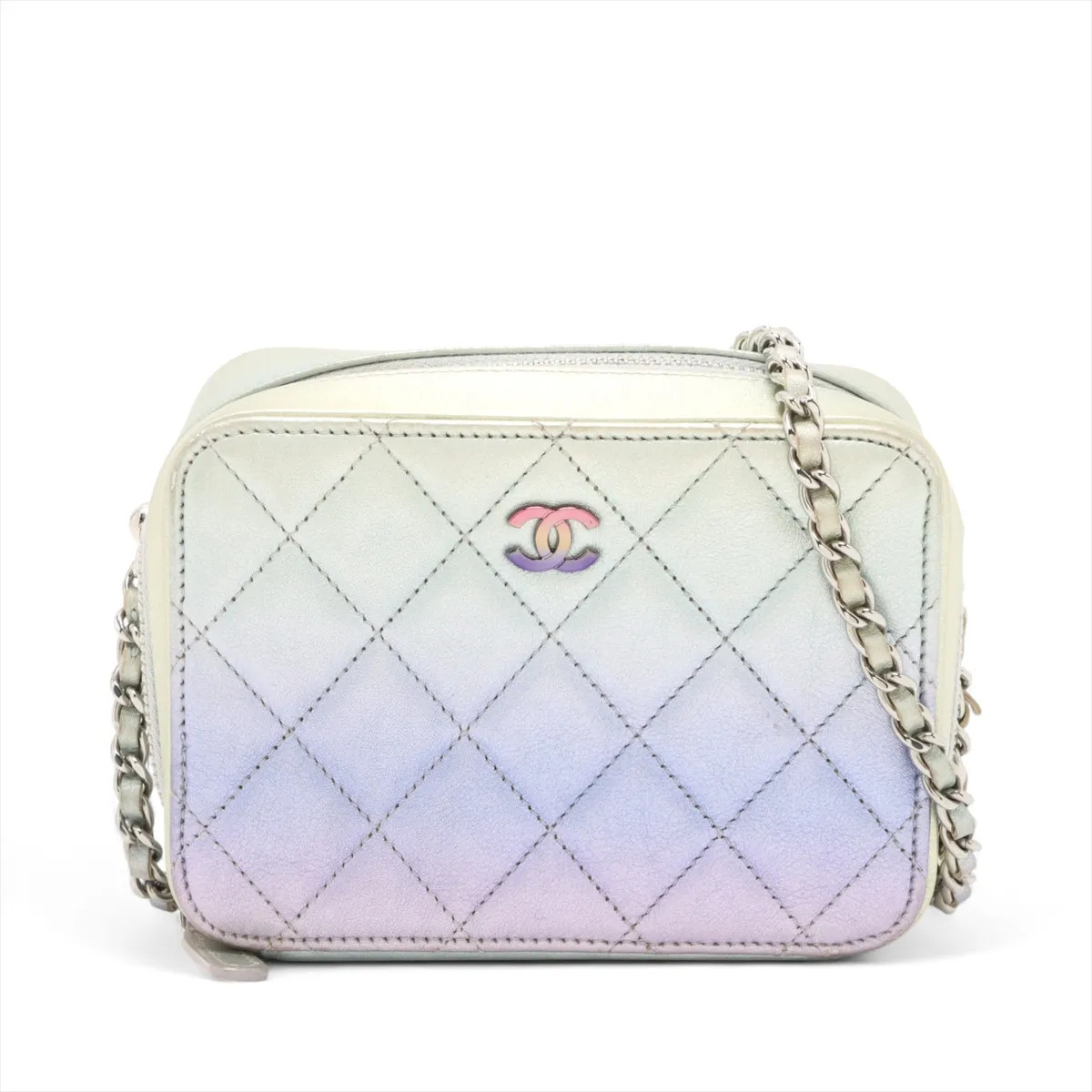 Chanel Matelasse Lambskin Chain Shoulder Bag Multicolor Silver Metal Fittings 31