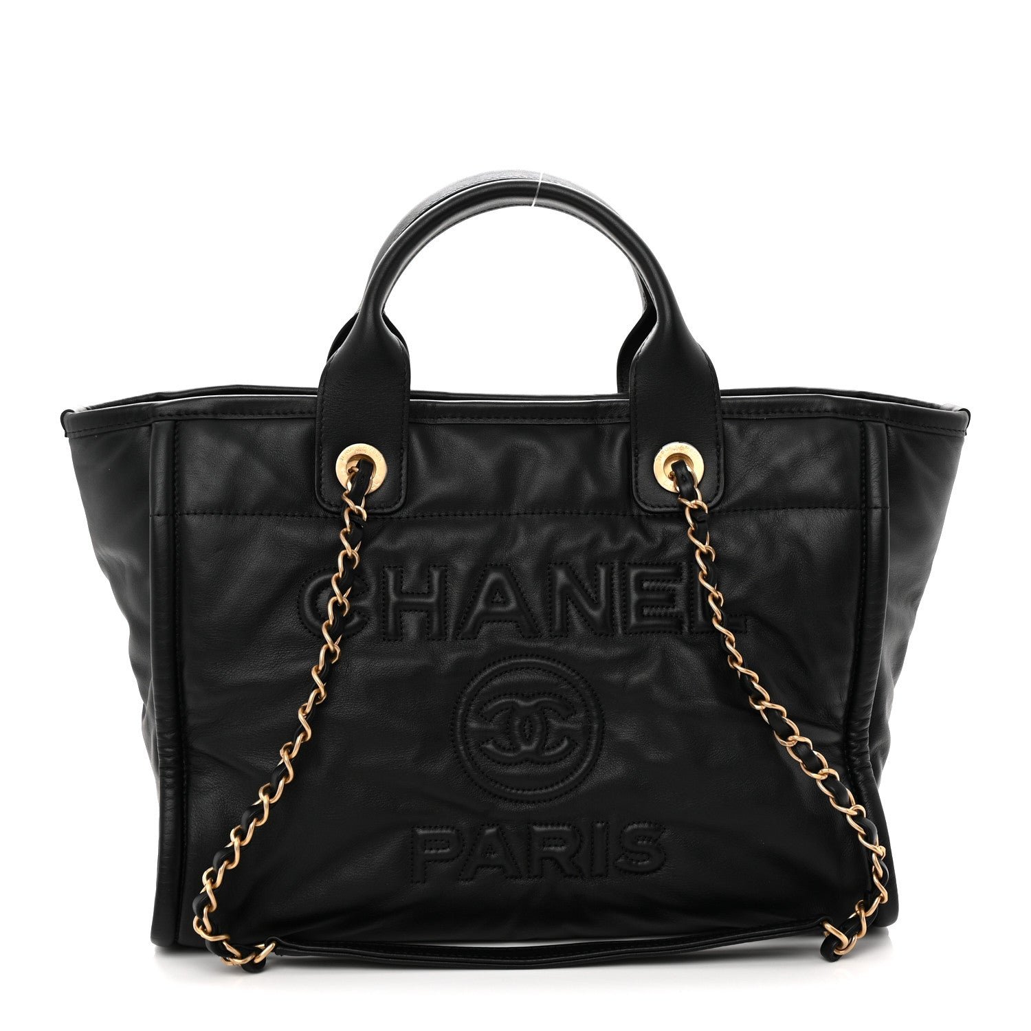 Chanel Calfskin Small Deauville Tote Black