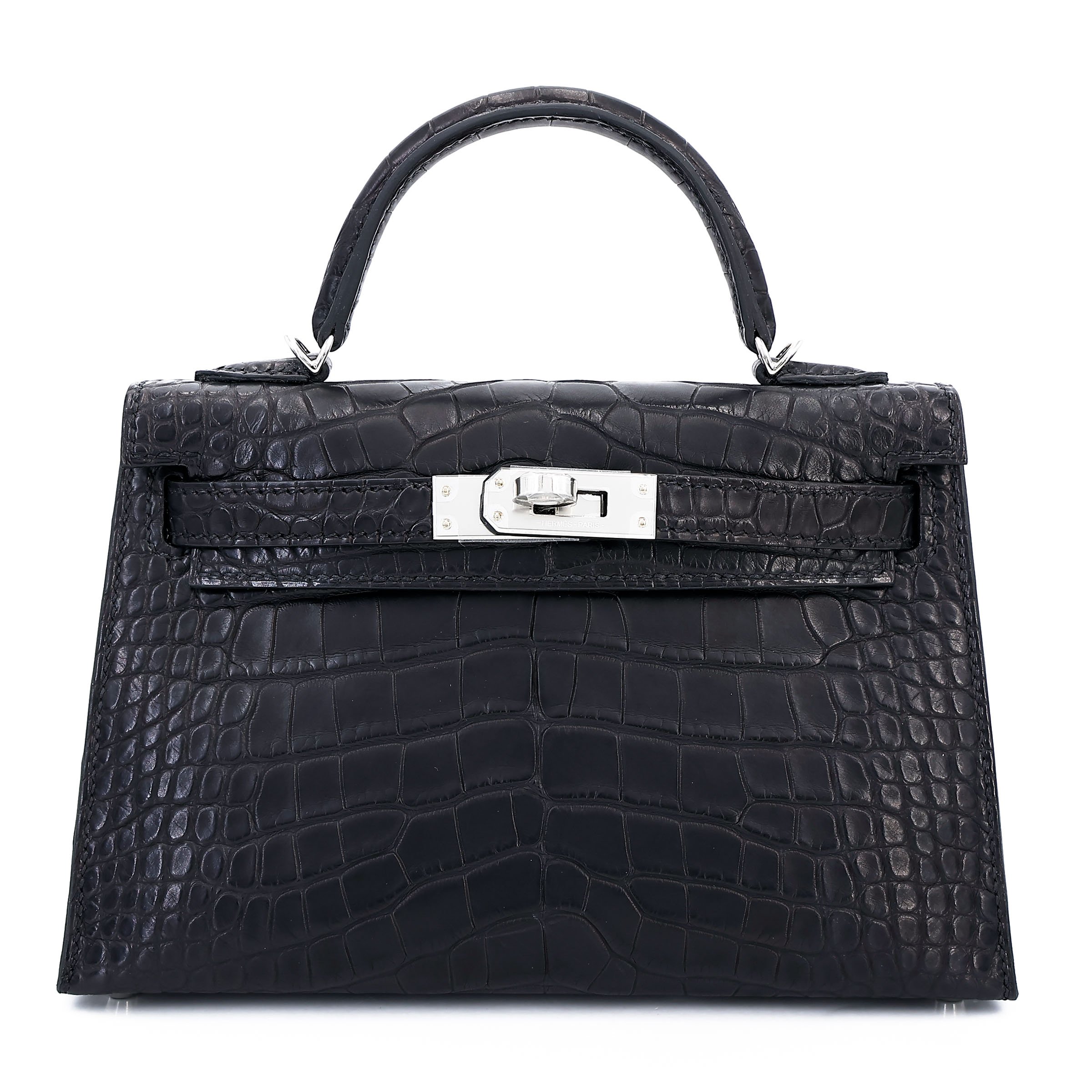 Hermes Brand New ( Rank N ) HERMÈS Special Order Mini Kelly II HSS Noir (89) Nata (I2) Matte Alligator Palladium hardware K (2025)