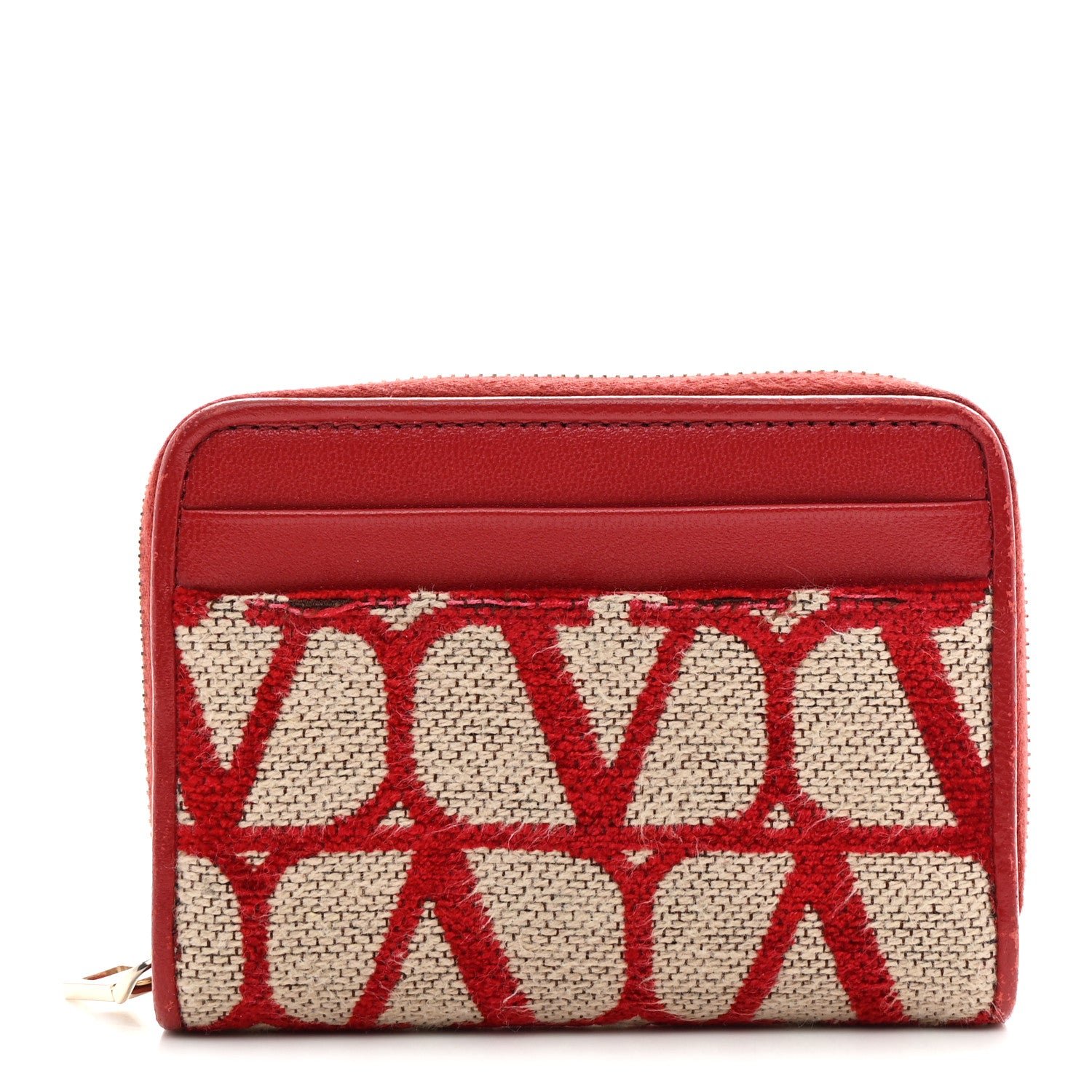 Valentino Garavani Valentino Garavani Toile Iconographe Zip Wallet Naturale Rosso Valentino