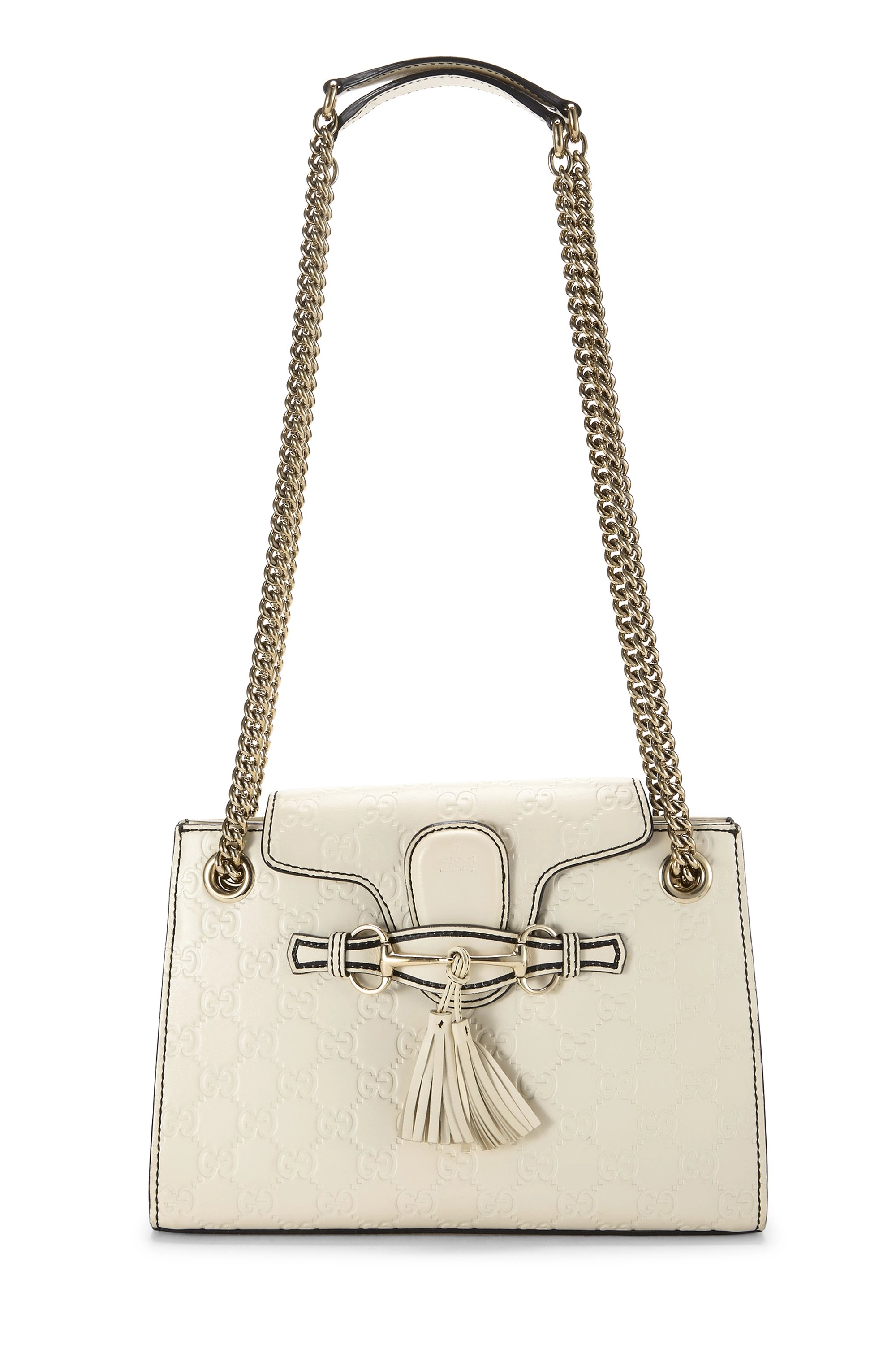 White Guccissima Leather Emily Chain Shoulder Bag