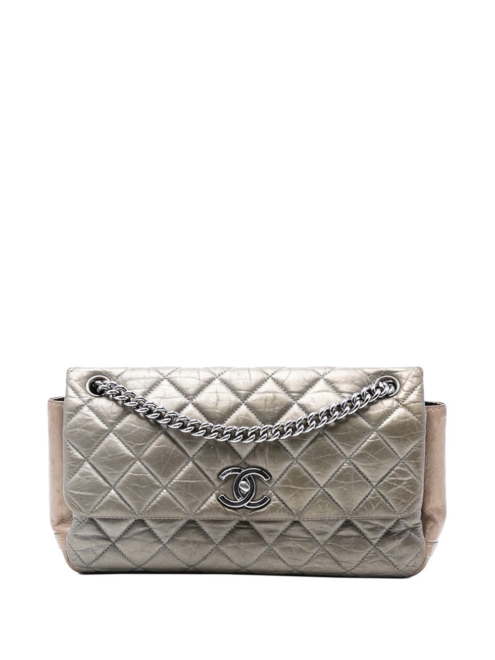 2012-2013 Small Bicolor Quilted Aged Calfskin Lady Pearly Flap shoulder bag