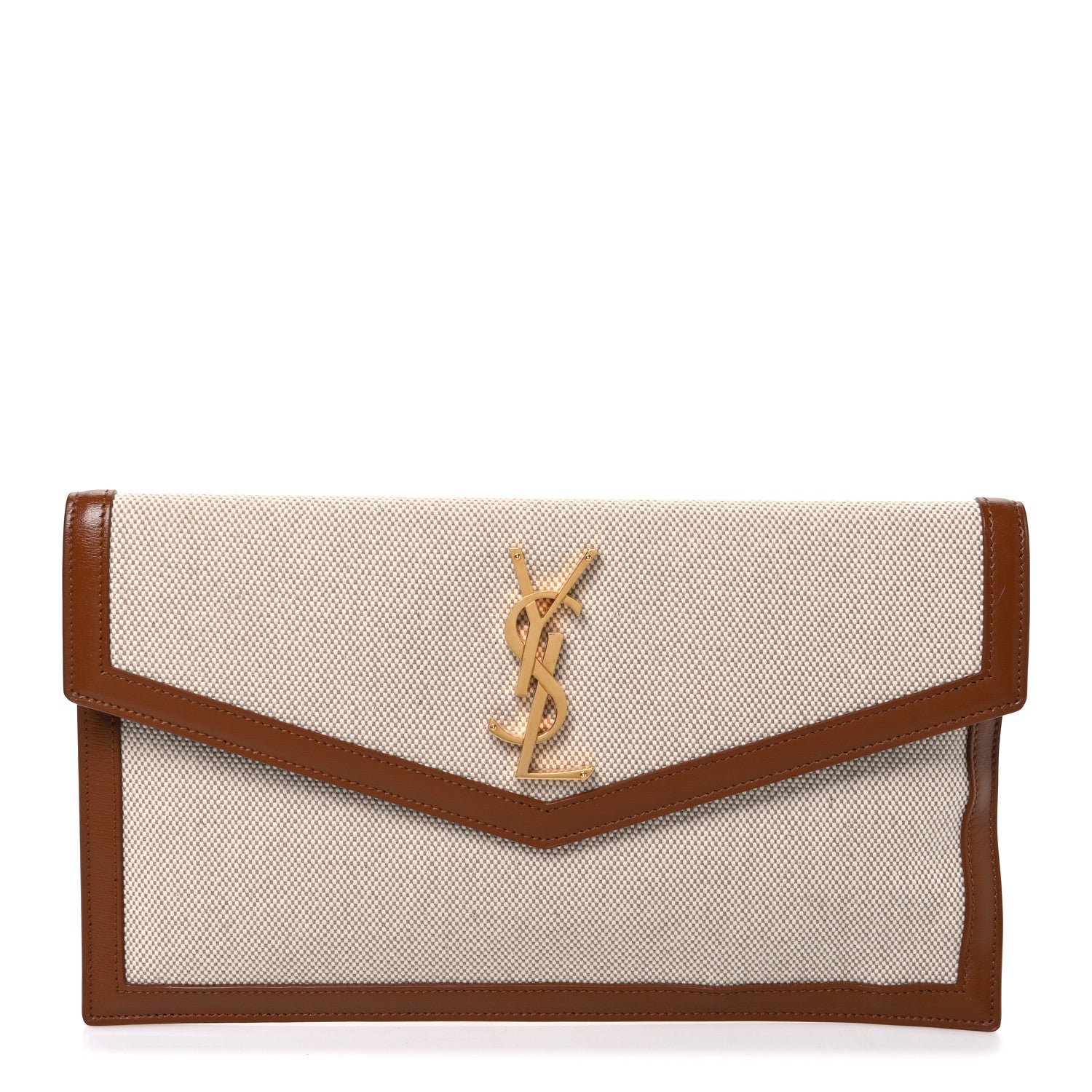 Saint Laurent Canvas Uptown Pouch Natural Beige Brick