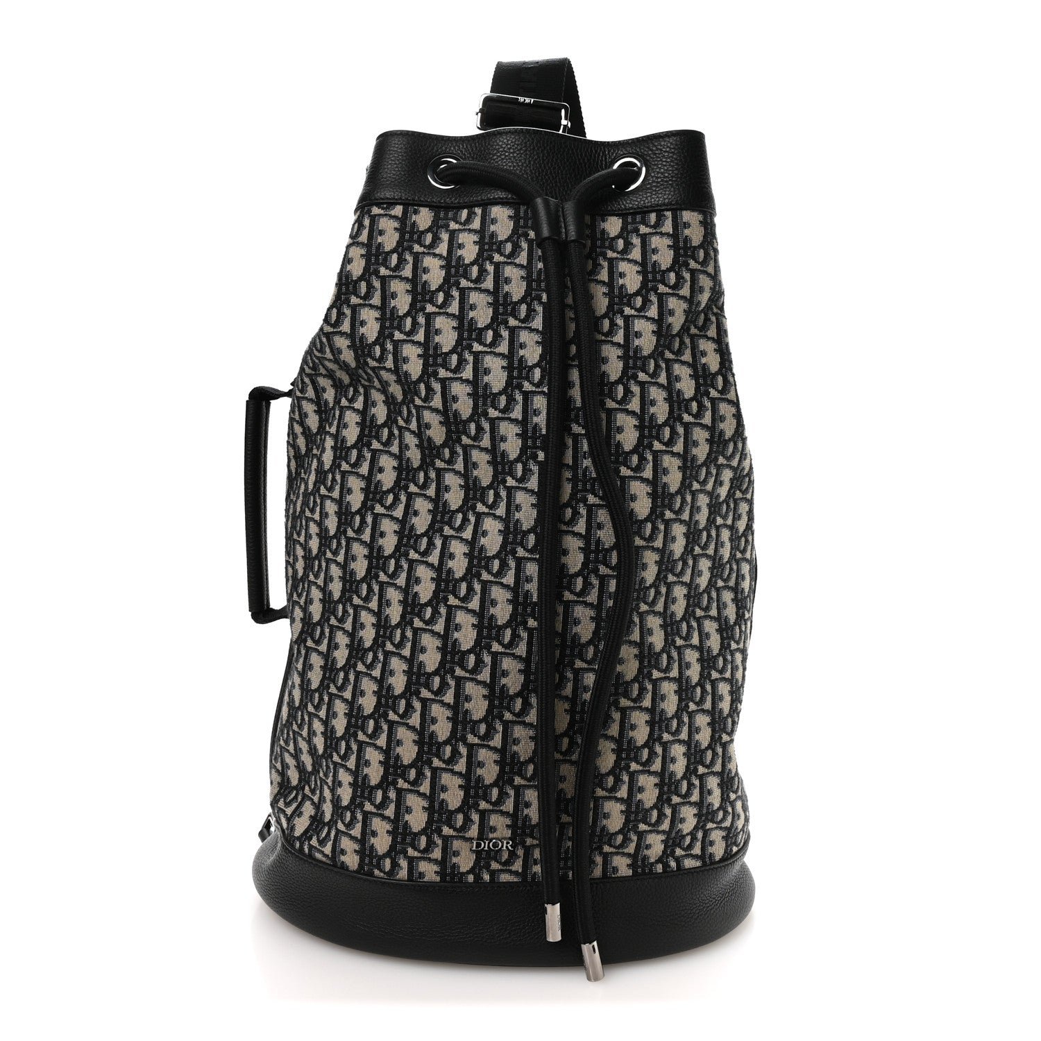 Christian Dior Oblique Convertible Drawstring Sling Bucket Backpack Black Multicolor Black Multicolor