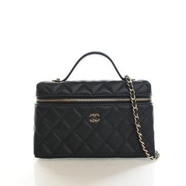 Calfskin Vanity Top Handle With Chain Small