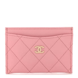 Chanel Caviar Quilted Card Holder Light Pink