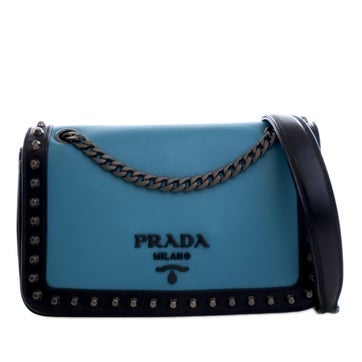 Glace Calf Leather Studded Crossbody Bag