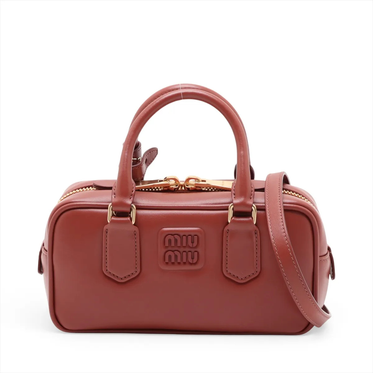 Miu Miu Arkady 5BB142 Leather 2 Way Handbag Brown
