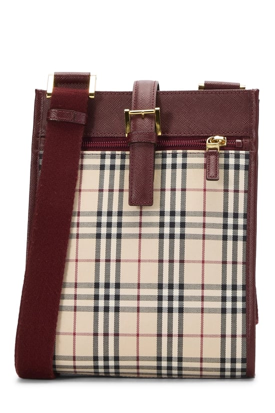 Burgundy House Check Jacquard Crossbody