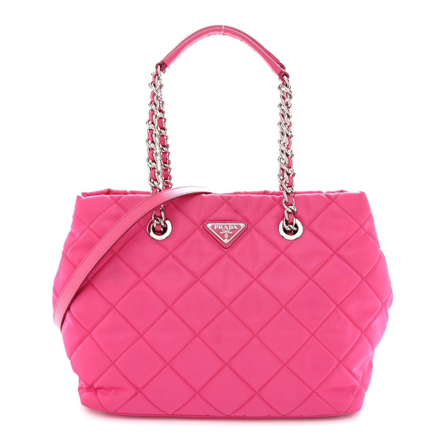 Prada Tessuto Nylon Quilted Shopping Tote Fuxia