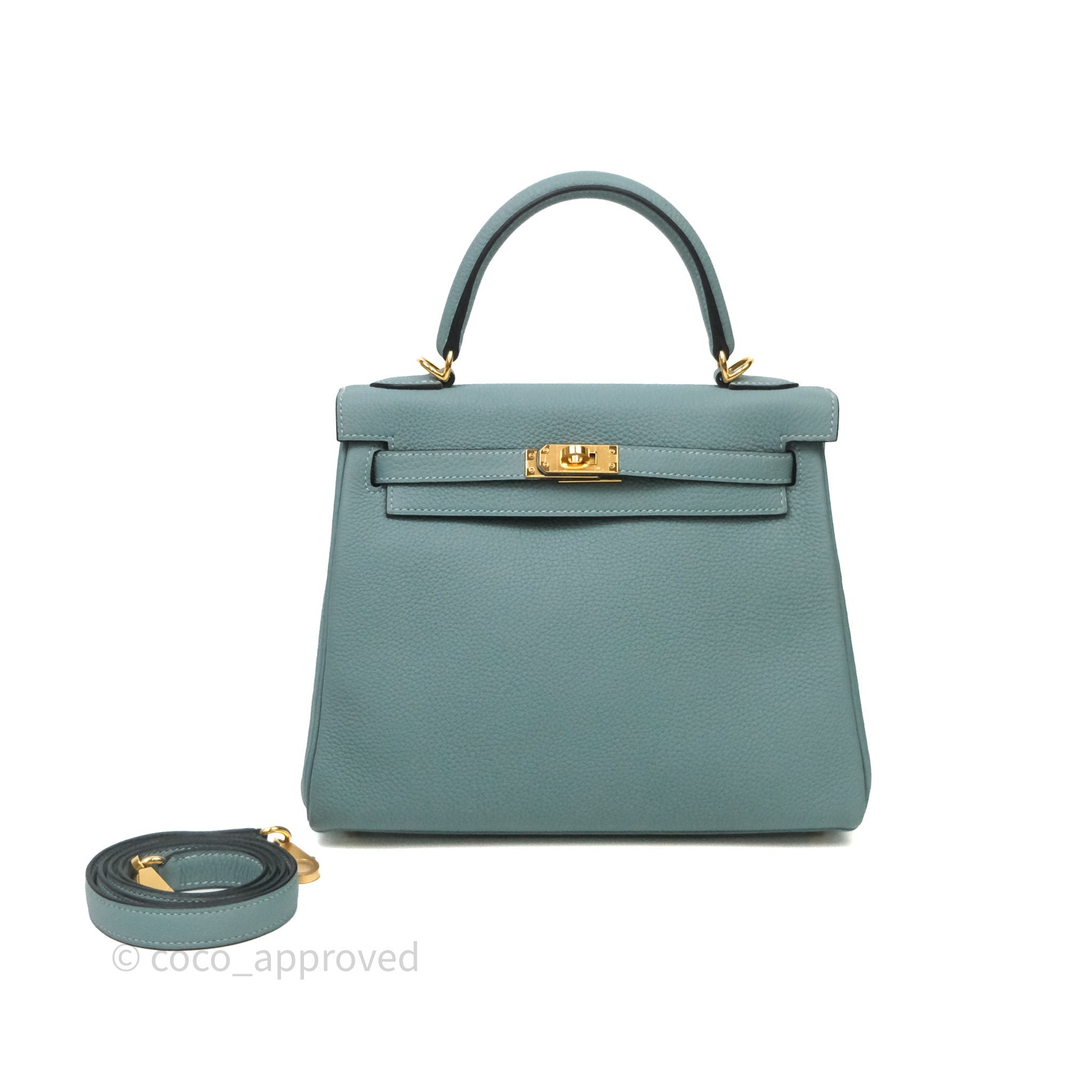 Hermès Kelly 25 Bleu 7G Ciel Togo Gold Hardware