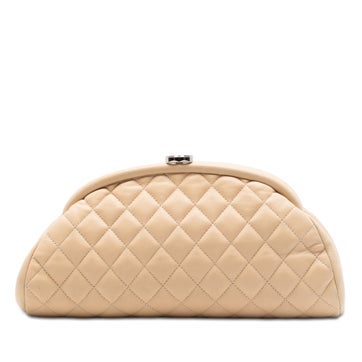 Lambskin Quilted Lambskin Timeless Kisslock Clutch