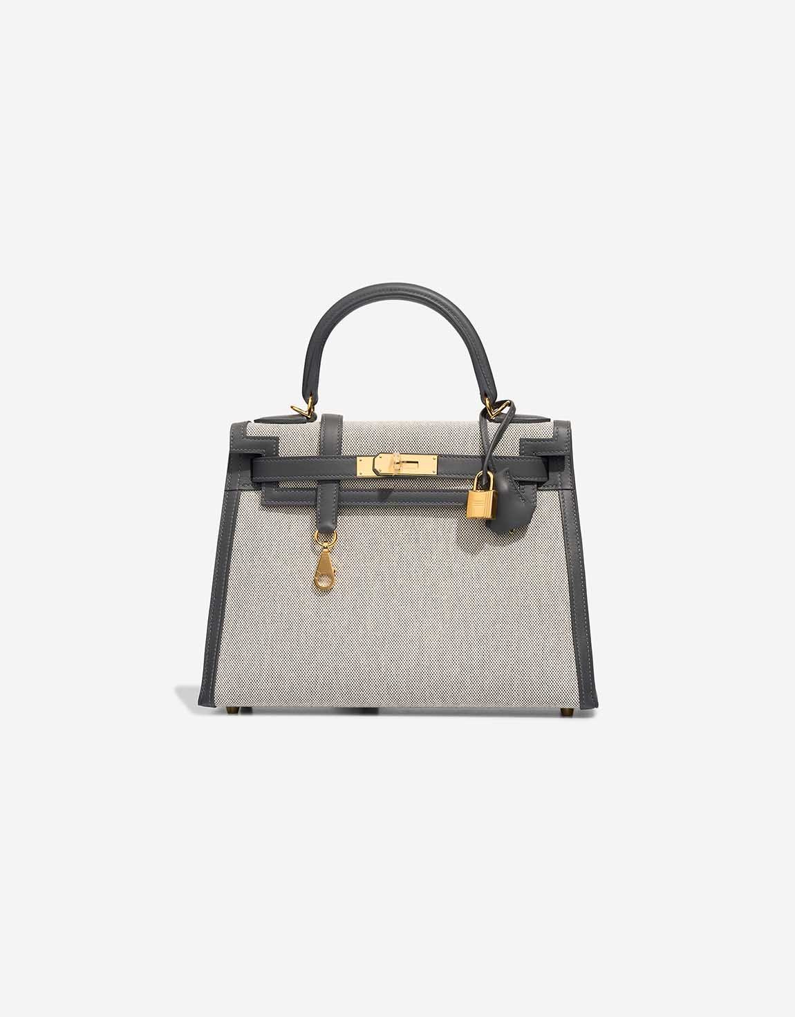 Hermes 
		Kelly 28 Swift / Toile Écru / Ardoise    