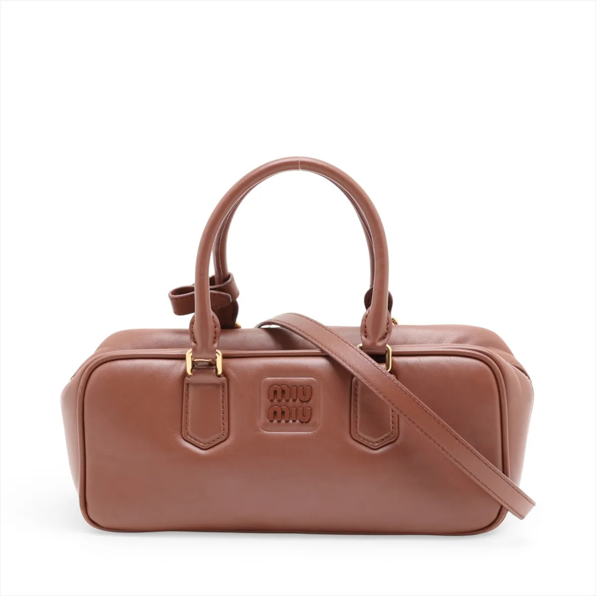 Miu Miu Arkady 5BB148 Leather 2 Way Handbag Brown