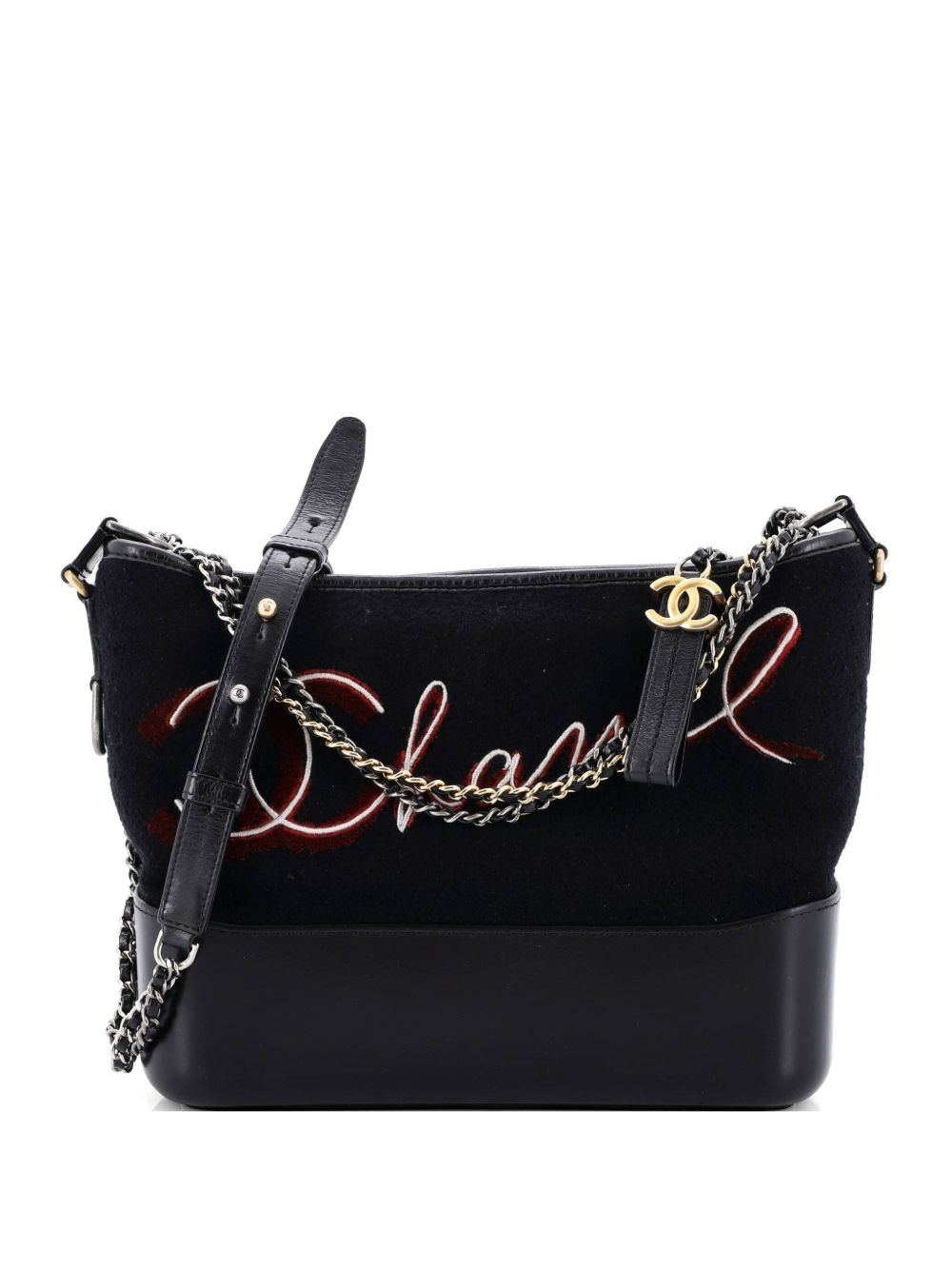 Paris-Hamburg Gabrielle Embroidered Wool and Calfskin Medium hobo bag