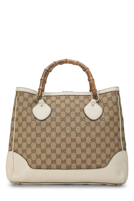 Cream Original GG Canvas Bamboo Shopper Tote Small