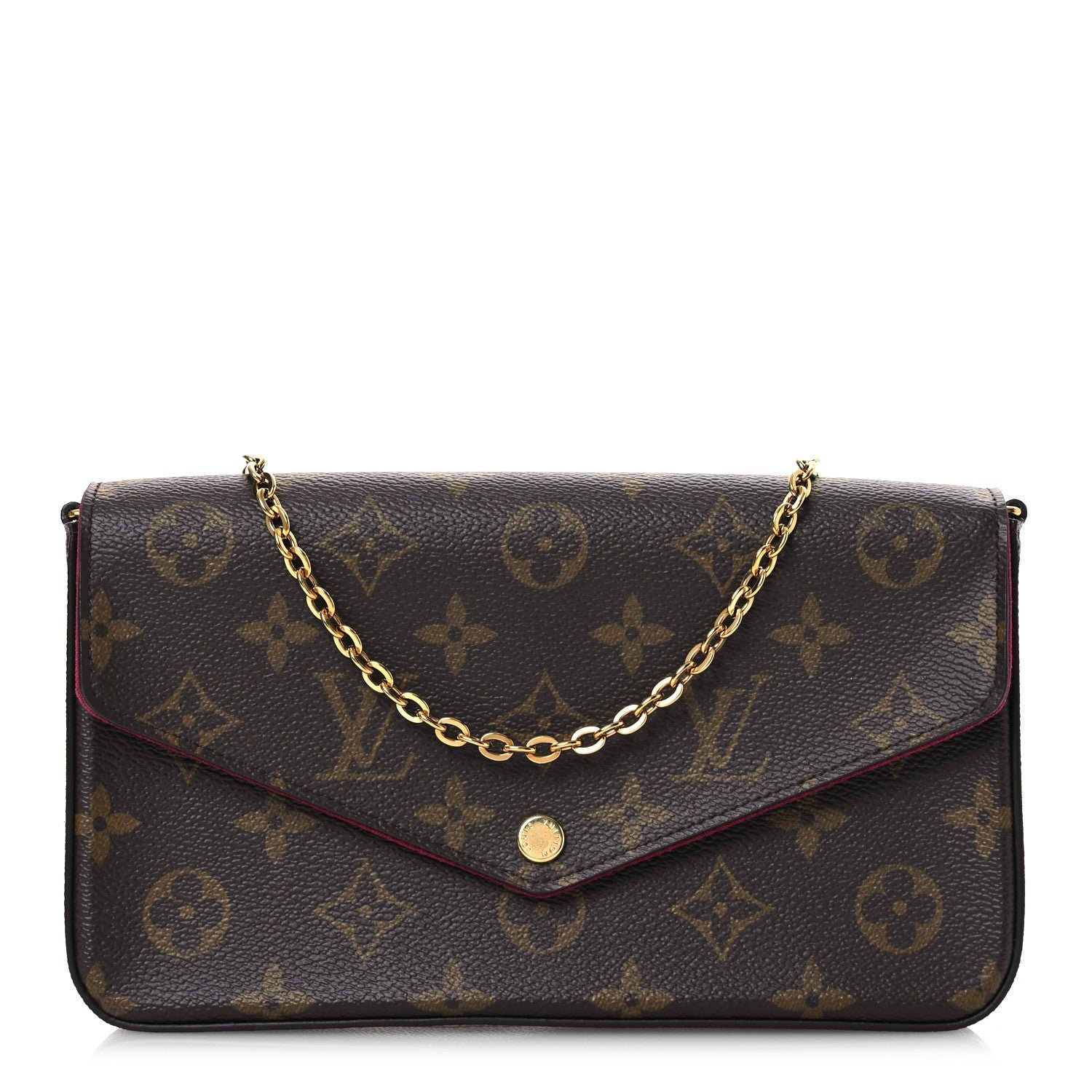 Louis Vuitton Monogram Pochette Felicie Chain Wallet Fuchsia