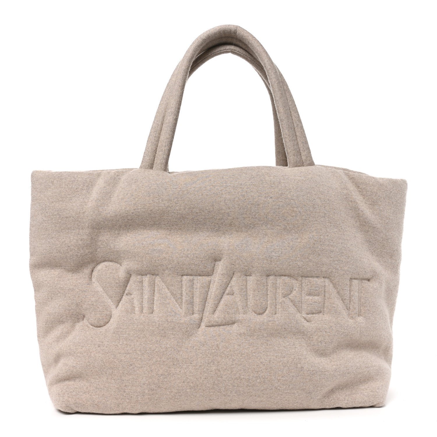 Saint Laurent Jersey Wide Puffer Tote Chalk Beige