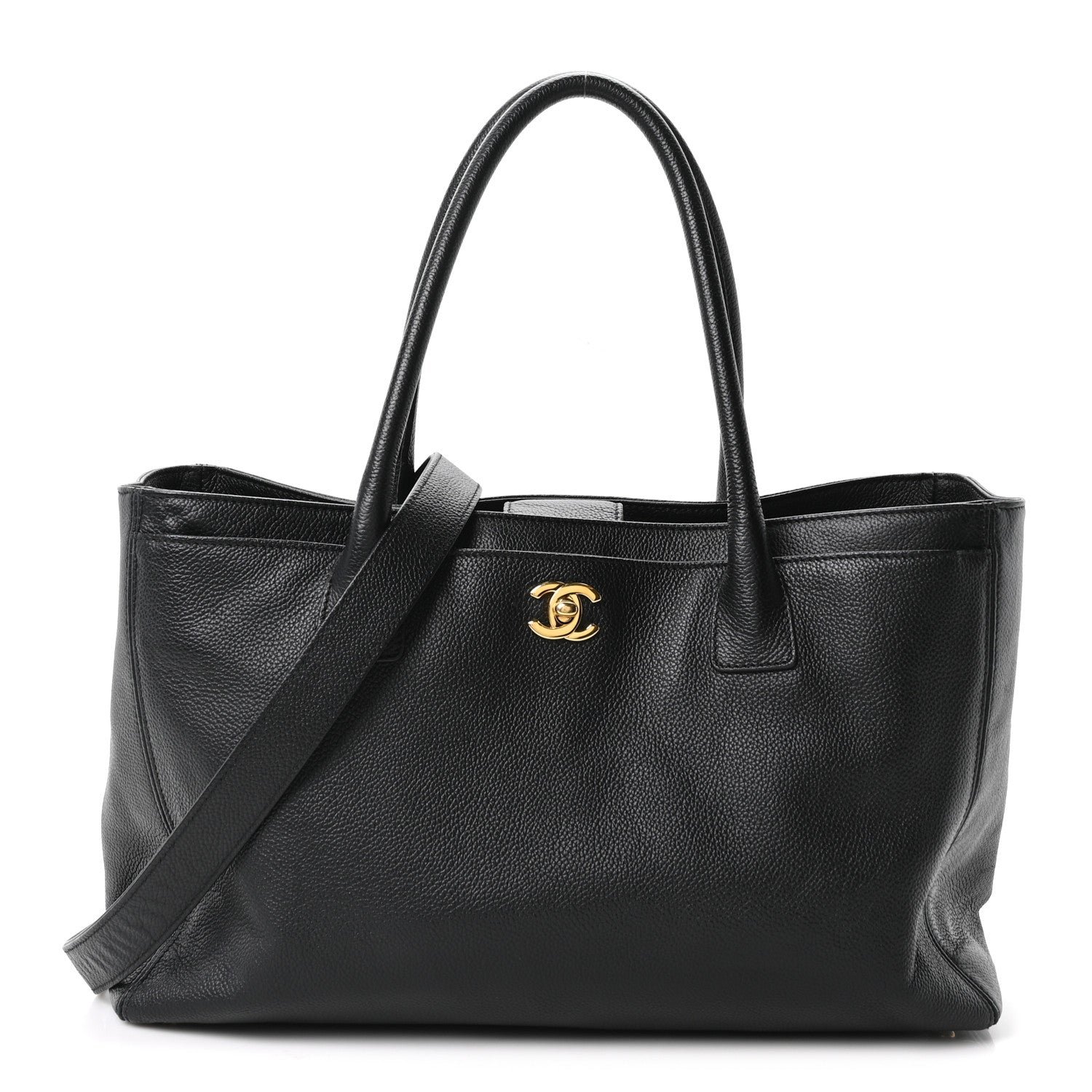 Chanel Calfskin Cerf Executive Shopper Tote Black