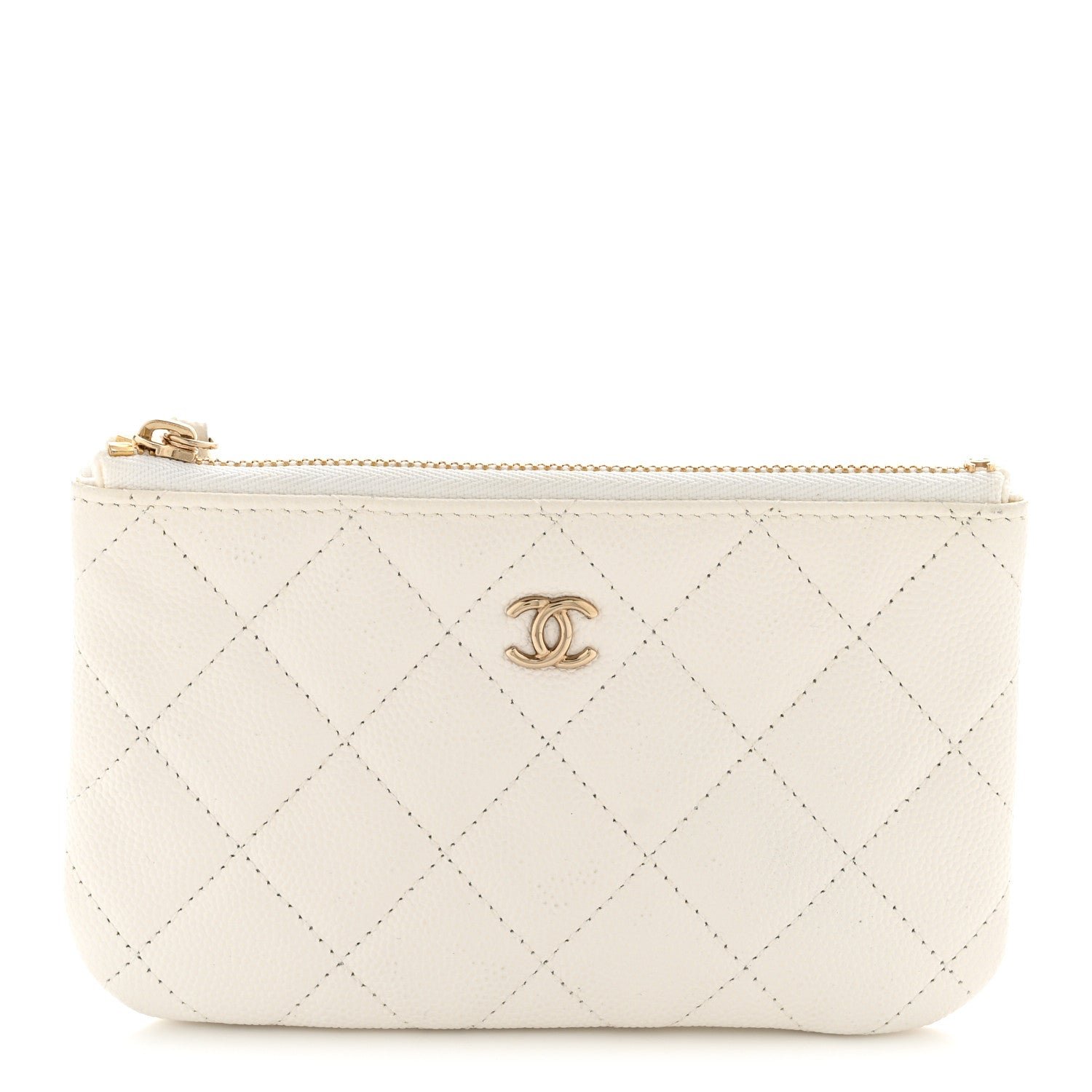 Chanel Caviar Quilted Small Cosmetic Case White